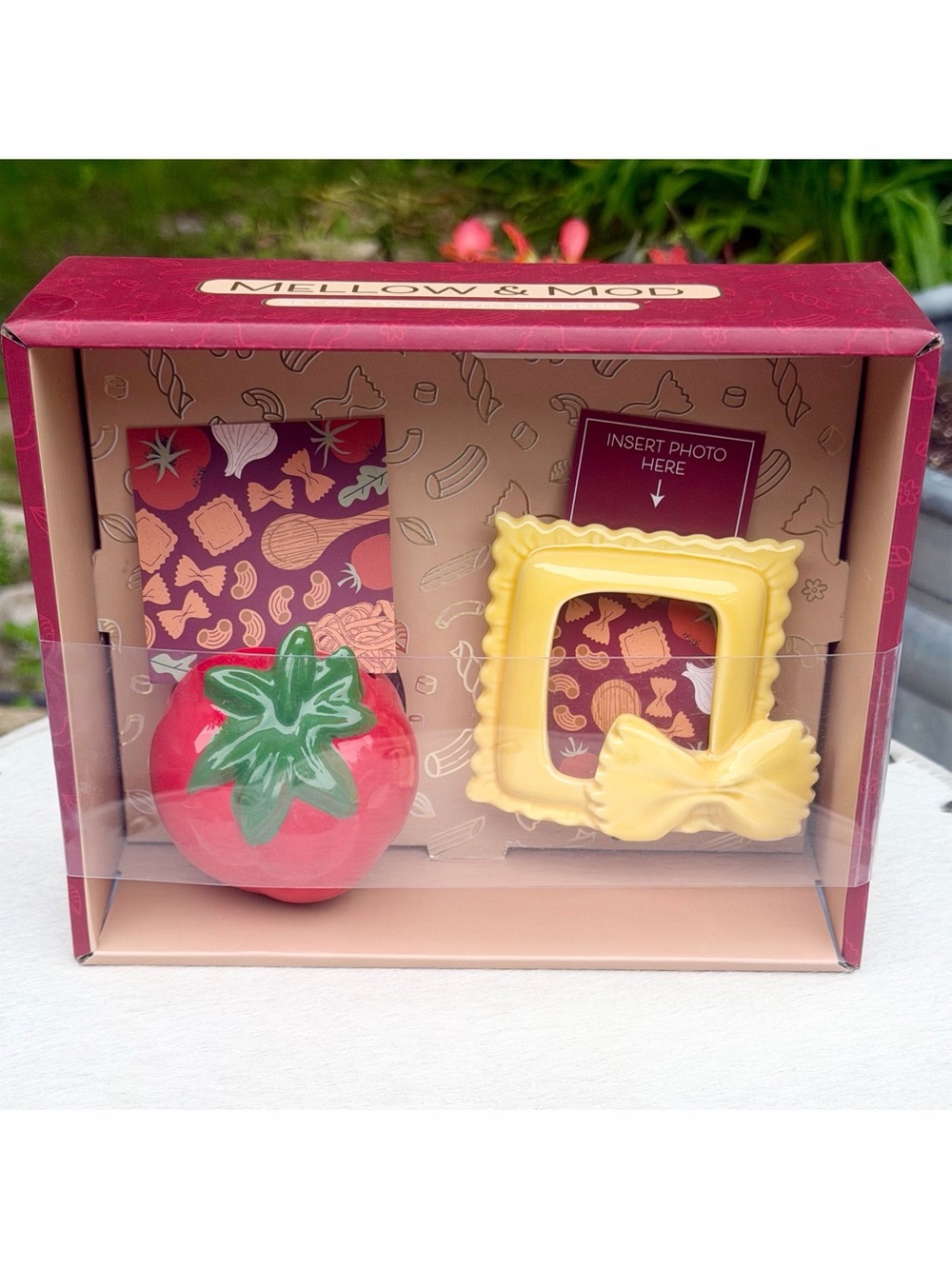 Mellow & Mod Italian Foodie Photo Holders Tomato & Pasta Picture Frame Gift Set